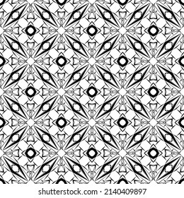 Geometric seamless pattern, ornament, abstract black and white background, fashion print, vector decorative texture.