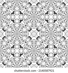 Geometric seamless pattern, ornament, abstract black and white background, fashion print, vector decorative texture.