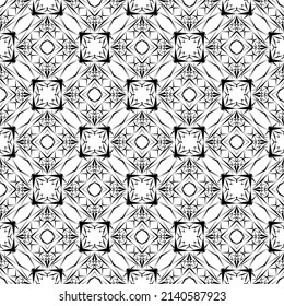 Geometric seamless pattern, ornament, abstract black and white background, fashion print, vector decorative texture.