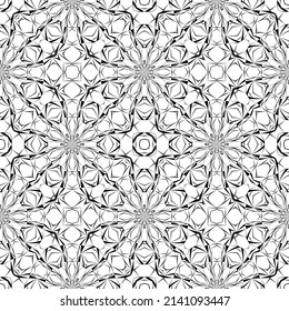 Geometric seamless pattern, ornament, abstract black and white background, fashion print, vector decorative texture.