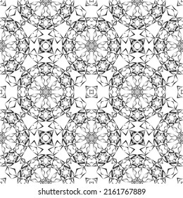 Geometrisches nahtloses Muster, Ornament, abstrakter schwarz-weißer Hintergrund, Modedruck, Vektordekoration.