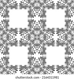 Patrón geométrico sin soldadura, ornamento, fondo abstracto en blanco y negro, impresión de moda, marco creativo, elemento decorativo vectorial.