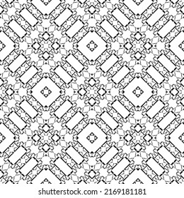 Geometric seamless pattern, ornament, abstract black and white background, fashion print, vector decorative texture.
