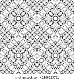 Geometrisches nahtloses Muster, Ornament, abstrakter schwarz-weißer Hintergrund, Modedruck, Vektordekoration.