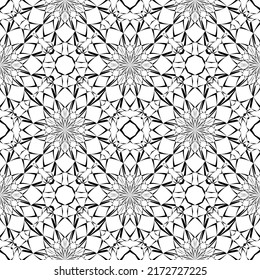 Geometric seamless pattern, ornament, abstract black and white background, vector decorative texture.
