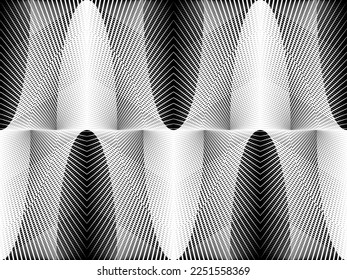 geometric seamless pattern, ornament, abstract halftone lines background, fashion print, vector black and white background