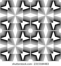 geometric seamless pattern, ornament, abstract halftone lines black and white background, fashion print, vector decorative texture