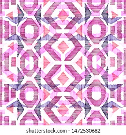 Geometric seamless pattern. Ornament drawn by pen on paper. Print for textiles. Vector illustration.