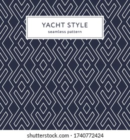 Geometric seamless pattern with outline rhombuses. Yacht style design. Elegant geometric background. Template for prints, wrapping paper, fabrics, covers, banners. Vector illustration.