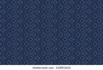Geometric seamless pattern with overlapping square. Light and dark blue elements on indigo background. Vector illustration. For shirt textile cloth silk scarf bandana wallpaper mobile case cover 