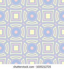 Geometric seamless pattern. Pale blue background with beige and pink elements for wallpapers, textile and fabrics