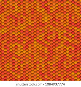 geometric seamless pattern with paper cut realistic hexagonal elements in yellow orange and red colors