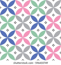 Geometric seamless pattern in pastel colours - inspired by Spanish and Portuguese tiles design