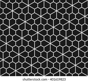 Geometric seamless pattern with pentagons in black and white. Floret pentagonal tiling.