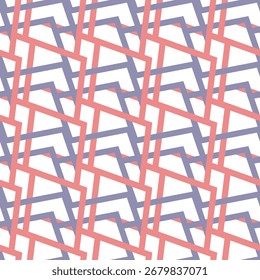 Geometric Seamless Pattern With Pink and Blue Lines