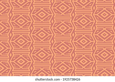 Geometric seamless pattern, pink pastel background with square, diagonal and zig zag line. vintage pattern in the Greek style.