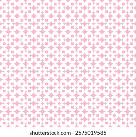 Geometric seamless pattern with pink and white tones. Modern, stylish, and minimalistic. Perfect for wallpapers, textiles, wrapping paper, and digital design projects.