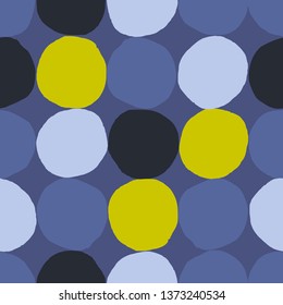 Geometric seamless pattern with polka dot background. Modern hand drawn textures. Vector illustration for print, wrapping paper, design.