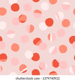 Geometric seamless pattern with polka dot background. Modern hand drawn texture. Vector illustration for print, wrapping paper, design.