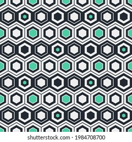 Geometric seamless pattern with polygons. Hexagons abstract background. Modern honeycomb ornament. Vector illustration. Trendy repeating texture.