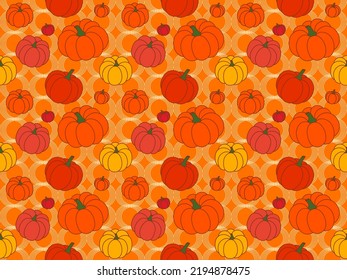 Geometric seamless pattern pumpkin orange line background. Halloween party. ethnic textile. Design for fabric, curtain, carpet, wallpaper, clothing, wrapping, batik, Vector illustration.