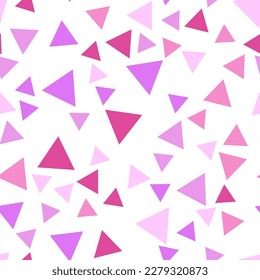 Geometric seamless pattern of purple, pink and magenta triangles for textile, paper and other surfaces