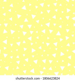 Geometric seamless pattern of randomly arranged triangles of different sizes. Abstraction, Memphis. For printing, rolls, paper, membranes, fabrics, gifts, etc.
