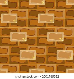 Geometric seamless pattern of rectangular leather patches. Brown, sand and ginger colors. For textile and paper design