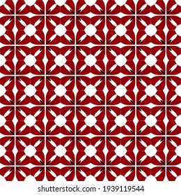 Geometrisches nahtloses Muster mit roten Blumen