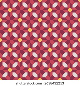 Geometric Seamless Pattern with Red, White, and Yellow Shapes for Design
