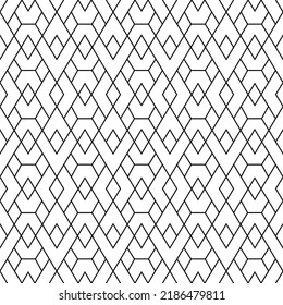 Geometric seamless pattern. Repeated abstract texture. Modern triangle geo patern. Repeating contemporary geometry design for prints. Repeat black line on white background. Vector illustration