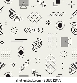 Geometric seamless pattern. Repeated abstract graphic shapes background. Modern gray texture. Repeating contemporary geometry design for prints. Black and white stylish patern. Vector illustration