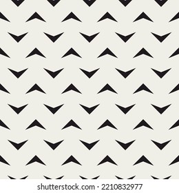 Geometric seamless pattern. Repeated abstract arrow background. Modern triangle gray texture. Repeating contemporary geometry design for prints. Black and white stylish patern. Vector illustration