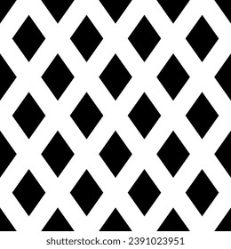 Geometric seamless pattern. Repeated abstract rhombus pattern. Black geometry texture on white background. Repeating monochrome geo design for prints. Simple square repeat patern. Vector illustration