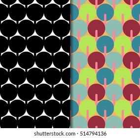 Geometric seamless pattern. Repeating abstract vector background with monochrome and color style.