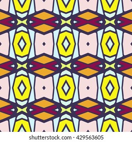 Geometric seamless pattern. Repeating colorful tiles. Modern stylish texture. Arabic, aztec design in bright colors. Tribe motif.