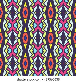 Geometric seamless pattern. Repeating colorful tiles. Modern stylish texture. Arabic, aztec design in bright colors. Tribe motif.