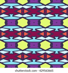 Geometric seamless pattern. Repeating colorful tiles. Modern stylish texture. Arabic, aztec design in bright colors. Tribe motif.