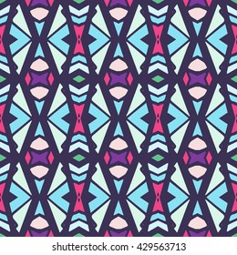 Geometric seamless pattern. Repeating colorful tiles. Modern stylish texture. Arabic, aztec design in bright colors. Tribe motif.