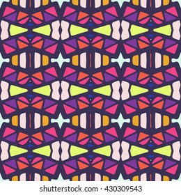 Geometric seamless pattern. Repeating colorful tiles. Modern stylish texture. Arabic, aztec design in bright colors. Tribe motif.