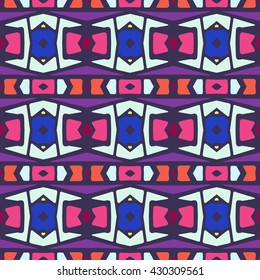 Geometric seamless pattern. Repeating colorful tiles. Modern stylish texture. Arabic, aztec design in bright colors. Tribe motif.