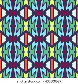 Geometric seamless pattern. Repeating colorful tiles. Modern stylish texture. Arabic, aztec design in bright colors. Tribe motif.
