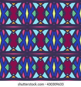 Geometric seamless pattern. Repeating colorful tiles. Modern stylish texture. Arabic, aztec design in bright colors. Tribe motif.