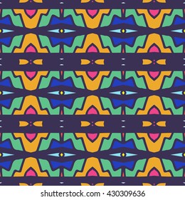 Geometric seamless pattern. Repeating colorful tiles. Modern stylish texture. Arabic, aztec design in bright colors. Tribe motif.