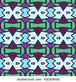 Geometric seamless pattern. Repeating colorful tiles. Modern stylish texture. Arabic, aztec design in bright colors. Tribe motif.