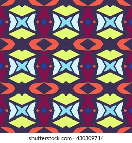 Geometric seamless pattern. Repeating colorful tiles. Modern stylish texture. Arabic, aztec design in bright colors. Tribe motif.