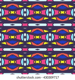 Geometric seamless pattern. Repeating colorful tiles. Modern stylish texture. Arabic, aztec design in bright colors. Tribe motif.