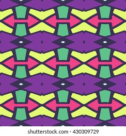 Geometric seamless pattern. Repeating colorful tiles. Modern stylish texture. Arabic, aztec design in bright colors. Tribe motif.