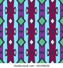 Geometric seamless pattern. Repeating colorful tiles. Modern stylish texture. Arabic, aztec design in bright colors. Tribe motif.