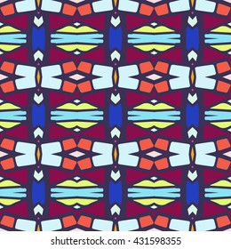 Geometric seamless pattern. Repeating colorful tiles. Modern stylish texture. Arabic, aztec design in bright colors. Tribe motif.